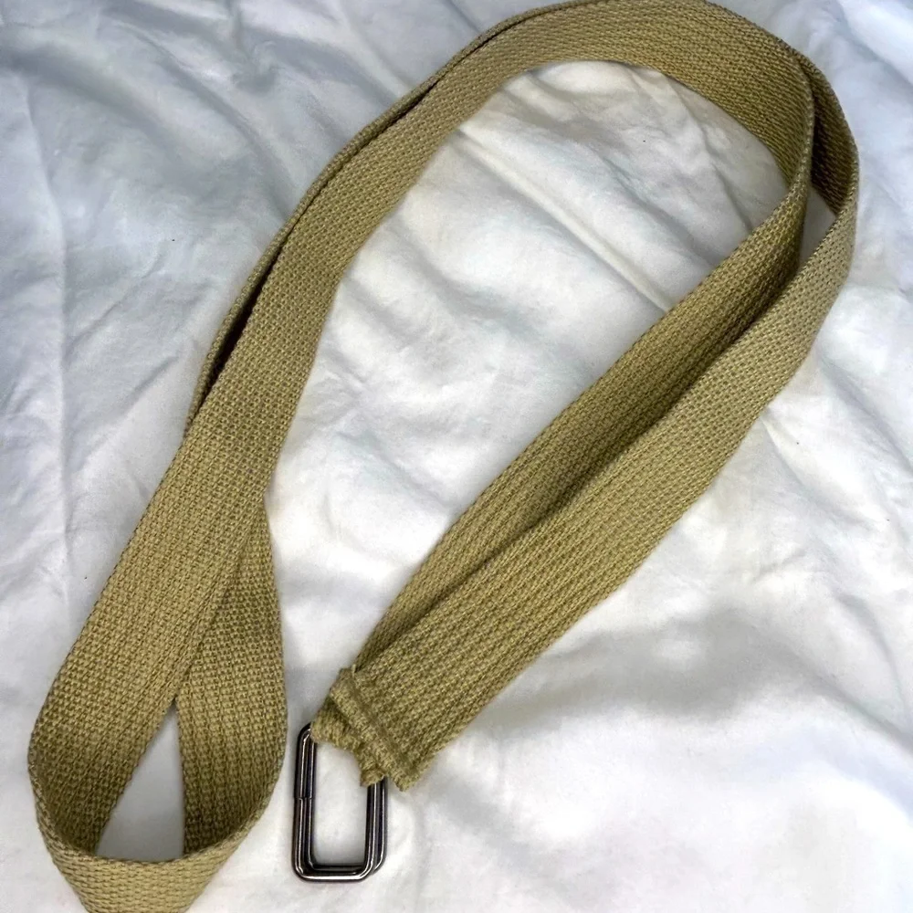 D02.5 Men's Belt Brown 52-54 Canvas Woven D Ring Casual Belt Men